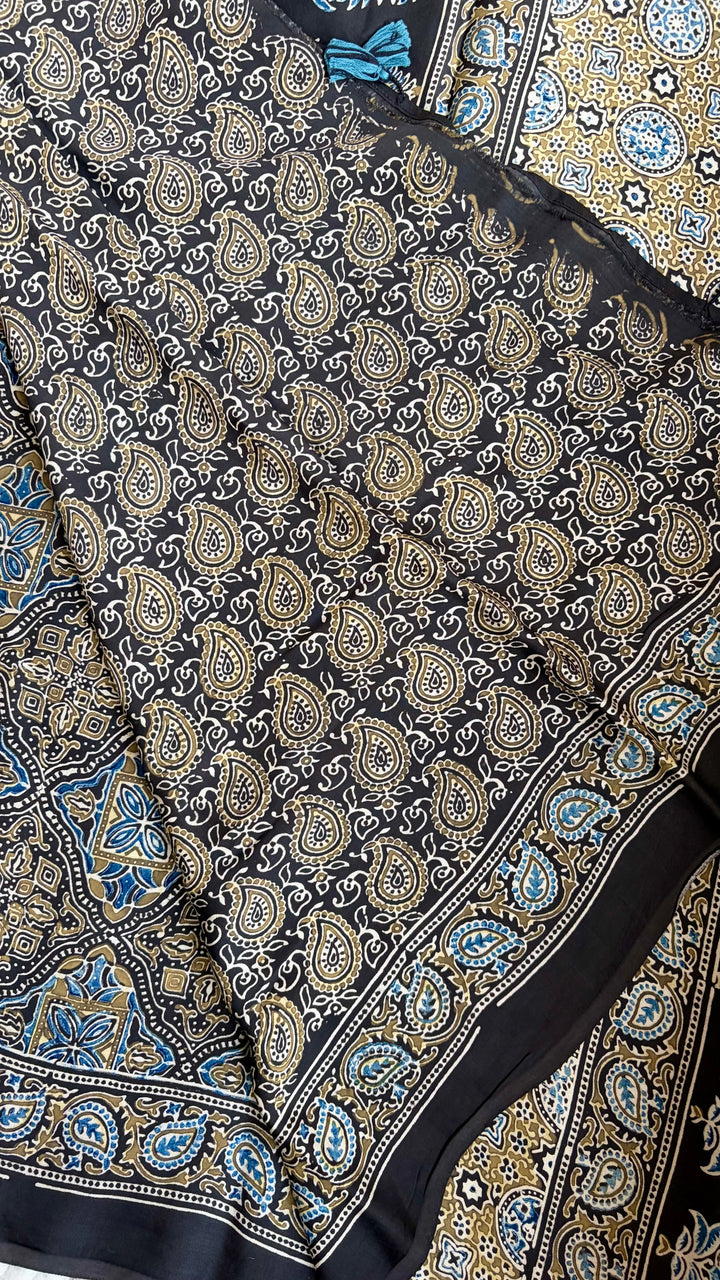 ROOH EXCLUSIVES- AJRAKH HAND BLOCK PRINTED PREMIUM MODAL SILK SAREE 02