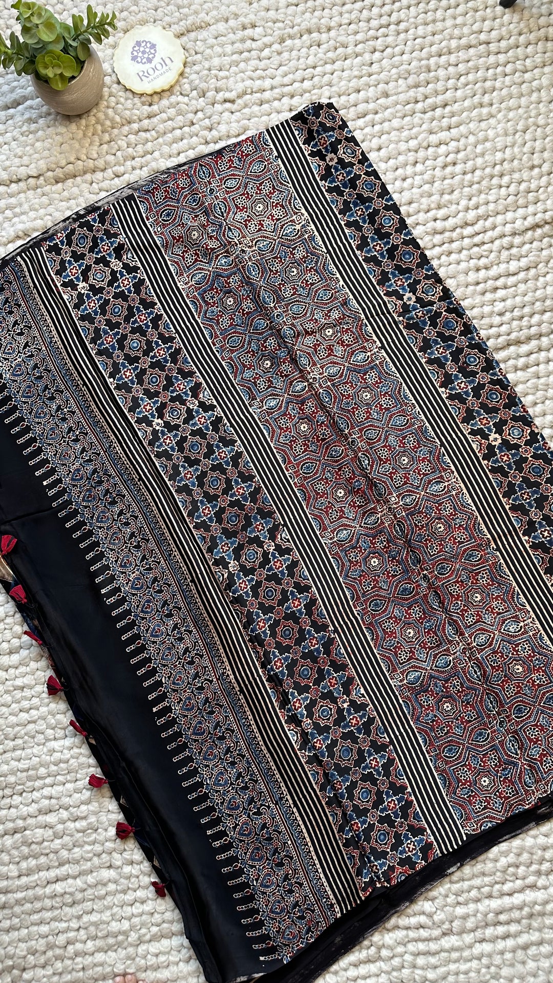 ROOH EXCLUSIVES- AJRAKH HAND BLOCK PRINTED PREMIUM MODAL SILK SAREE 20