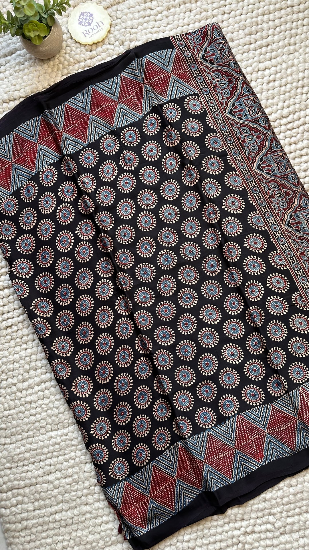 ROOH EXCLUSIVES- AJRAKH HAND BLOCK PRINTED PREMIUM MODAL SILK SAREE 19