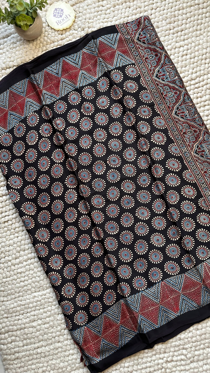 ROOH EXCLUSIVES- AJRAKH HAND BLOCK PRINTED PREMIUM MODAL SILK SAREE 19