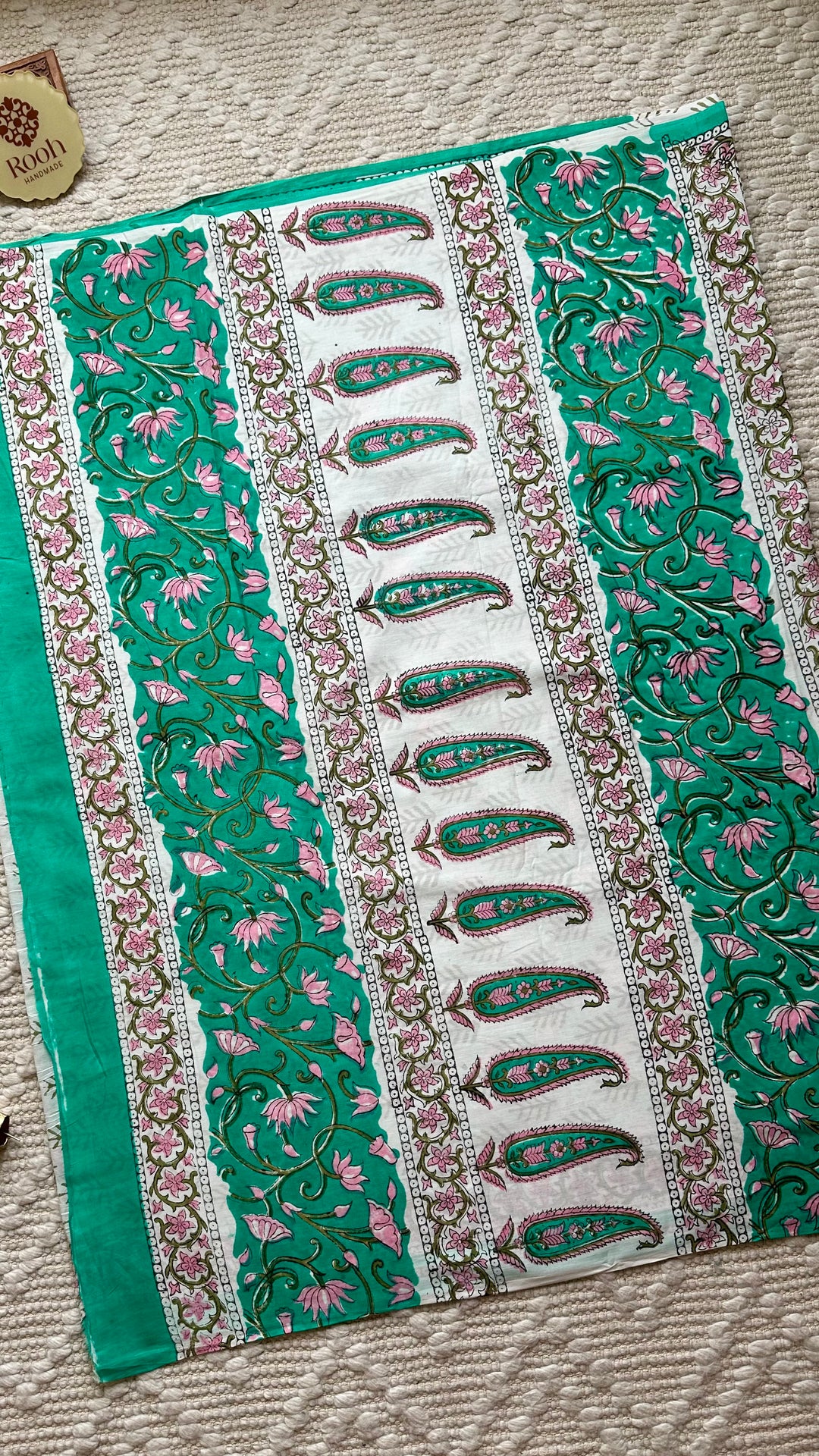BAGRU HAND BLOCK PRINTED SOFT MULMUL COTTON SAREE- 097