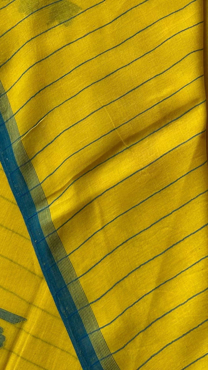 PREMIUM JAMDANI WEAVE HANDWOVEN AND HANDSPUN COTTON SAREE -  FRESH LEMON YELLOW