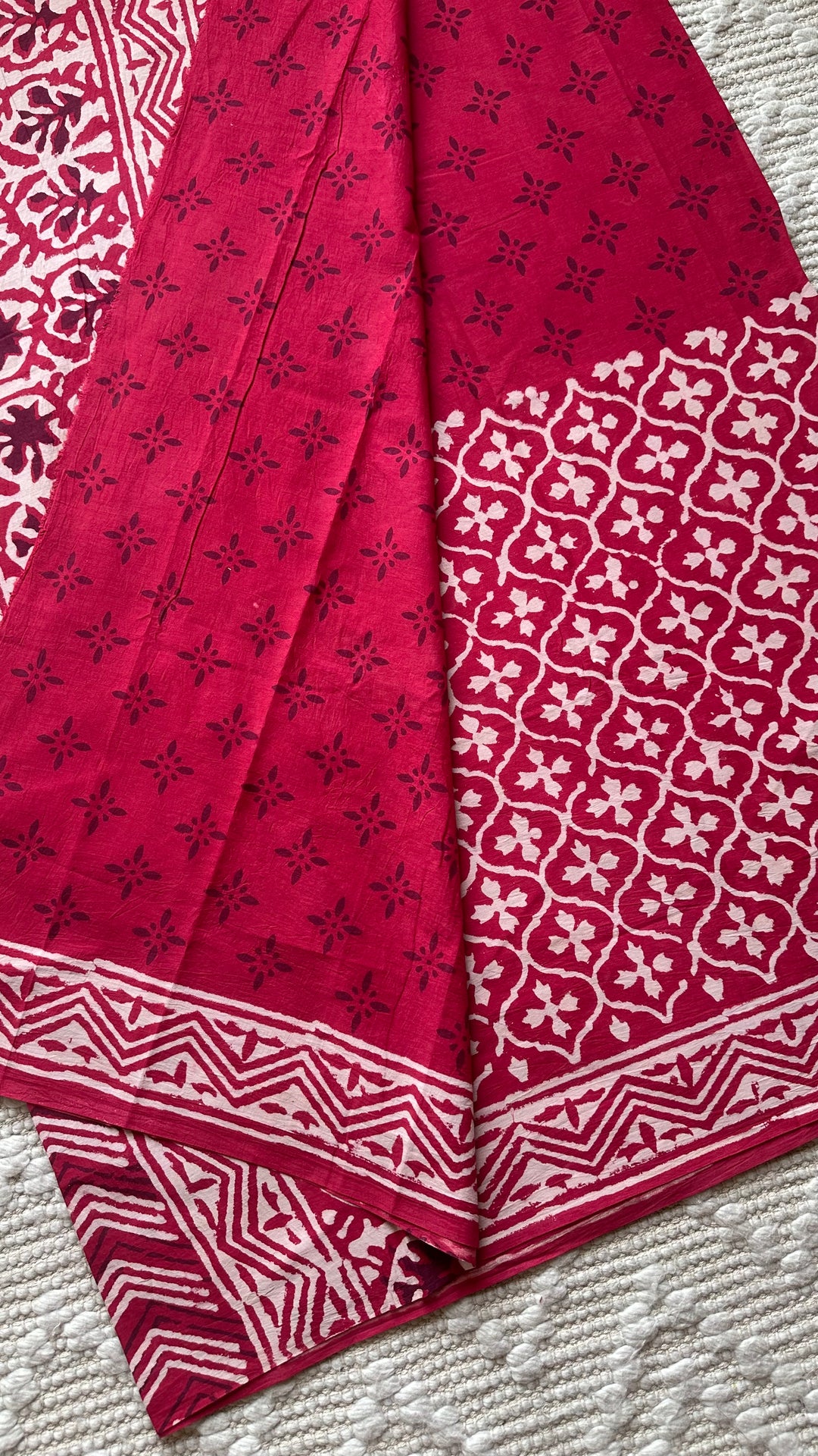 BAGRU HAND BLOCK PRINTED SOFT MULMUL COTTON SAREE- 096