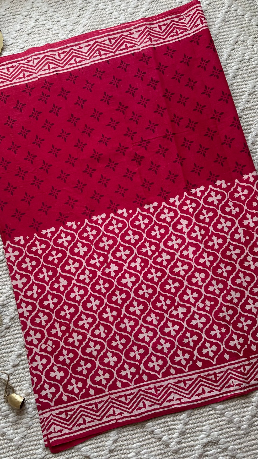 BAGRU HAND BLOCK PRINTED SOFT MULMUL COTTON SAREE- 096