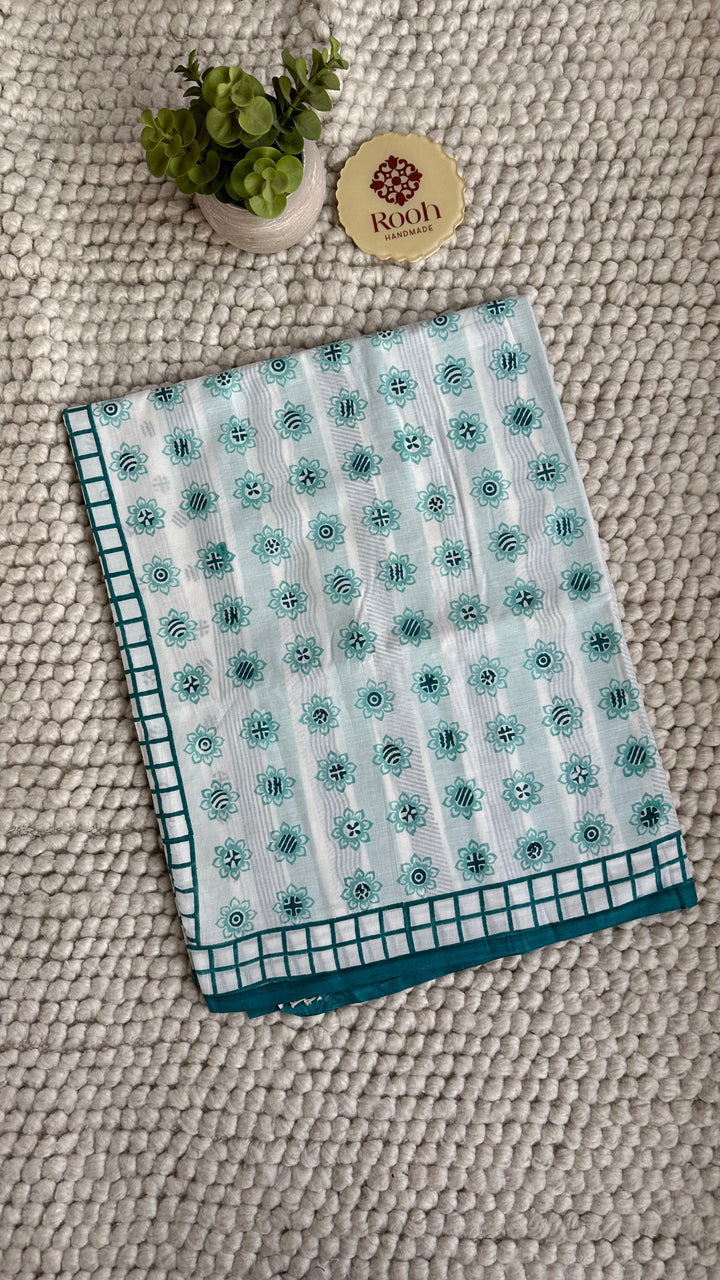 SANGANERI HAND BLOCK PRINTED SOFT COTTON SAREE- 024