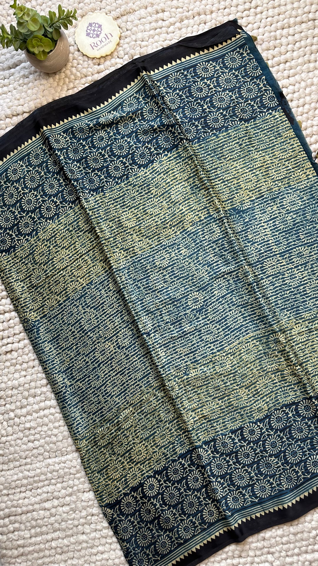 ROOH EXCLUSIVES- AJRAKH HAND BLOCK PRINTED PREMIUM MODAL SILK SAREE 12