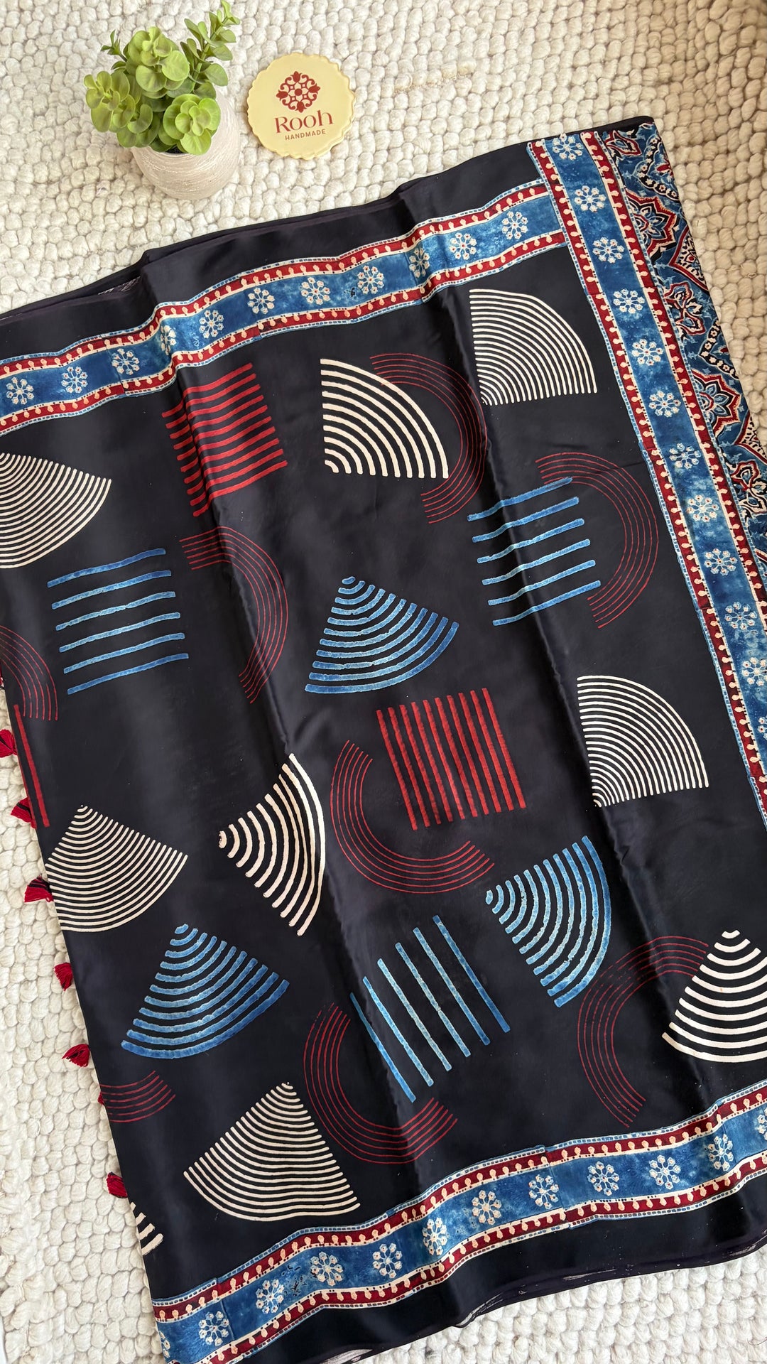ROOH EXCLUSIVES- AJRAKH HAND BLOCK PRINTED PREMIUM MODAL SILK SAREE 01