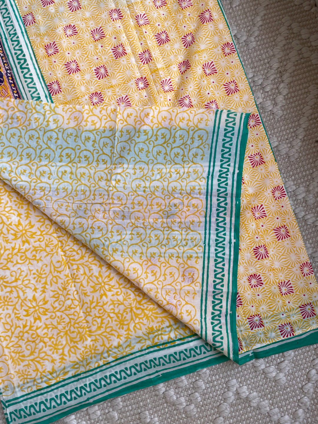 BAGRU HAND BLOCK PRINTED SOFT MULMUL COTTON SAREE- 050