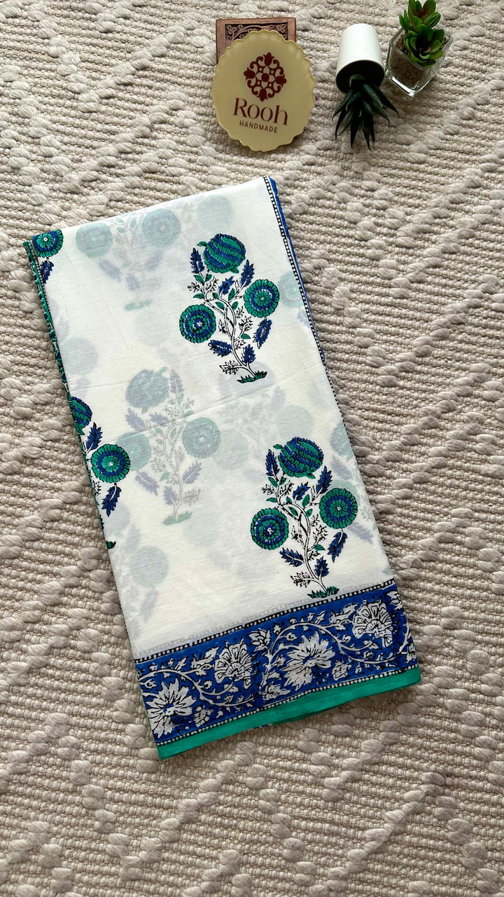 BAGRU HAND BLOCK PRINTED SOFT MULMUL COTTON SAREE- 065