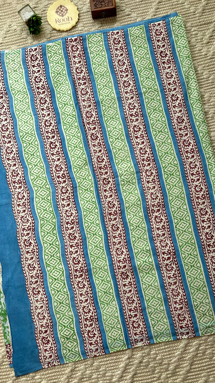 SANGANERI HAND BLOCK PRINTED SOFT MULMUL COTTON SAREE- 018