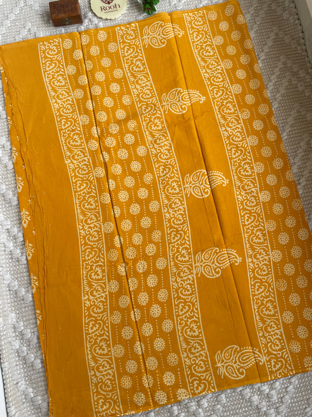 BAGRU HAND BLOCK PRINTED SOFT MULMUL COTTON SAREE- 047