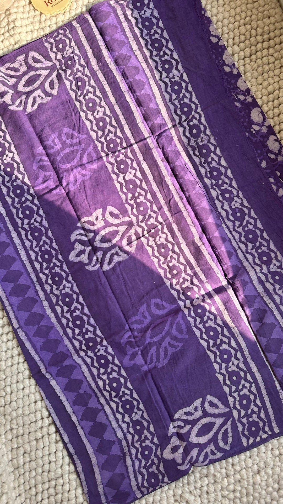 BAGRU HAND BLOCK PRINTED SOFT MULMUL COTTON SAREE- 135