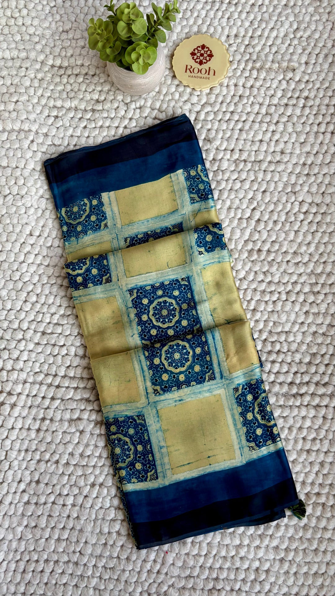 ROOH EXCLUSIVES- AJRAKH HAND BLOCK PRINTED PREMIUM MODAL SILK SAREE 11