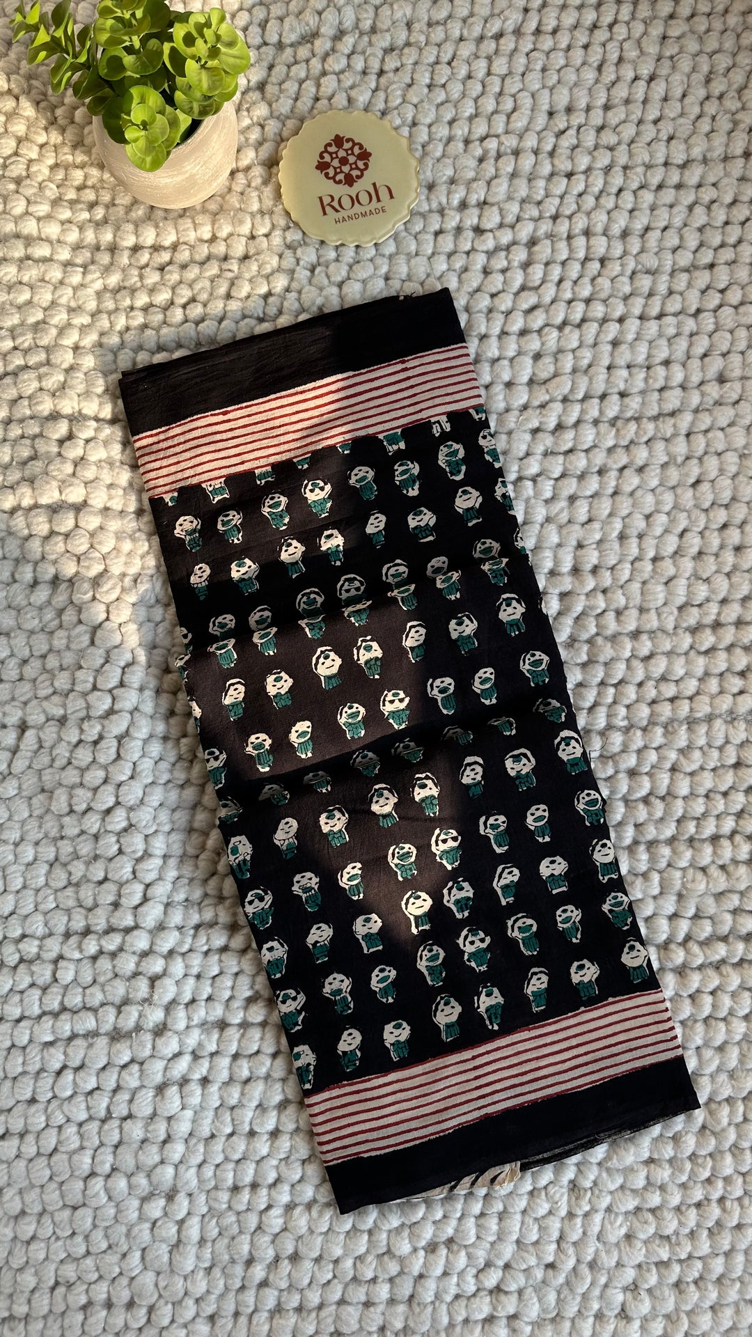 BAGRU HAND BLOCK PRINTED SOFT MULMUL COTTON SAREE- 138