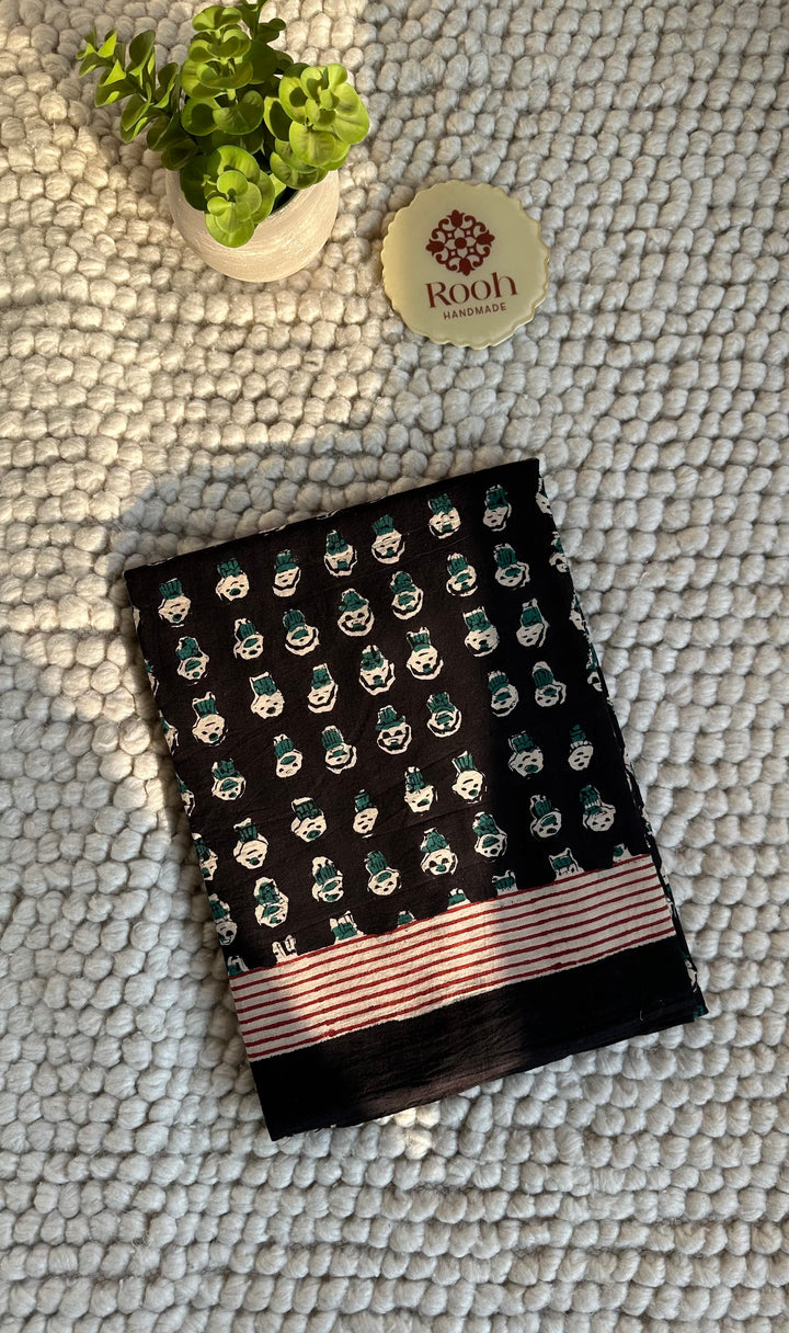 BAGRU HAND BLOCK PRINTED SOFT MULMUL COTTON SAREE- 138