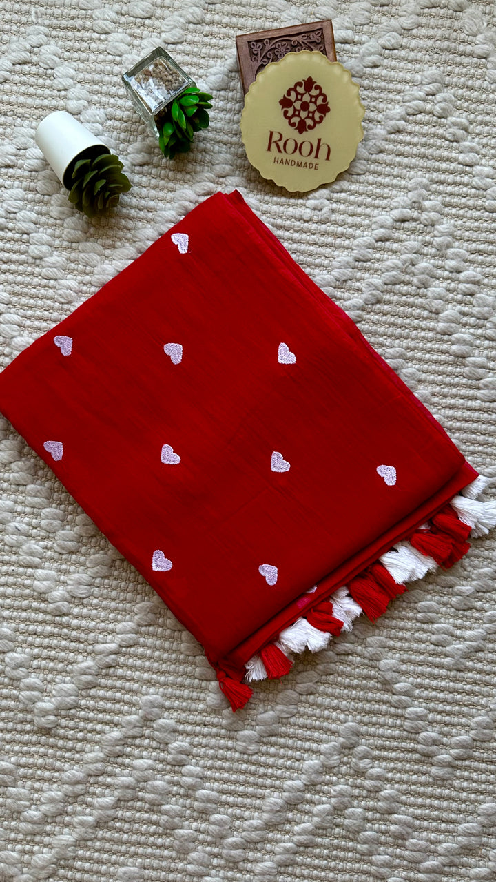DIL - VERMILION RED SUPER SOFT MUL COTTON SAREE (DISPATCH TIME IS 7-10 DAYS)