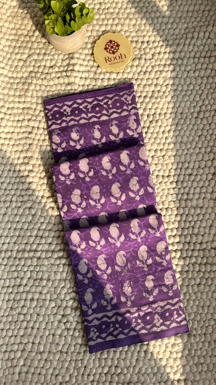 BAGRU HAND BLOCK PRINTED SOFT MULMUL COTTON SAREE- 135