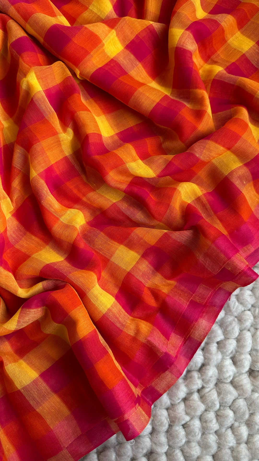 MULTICOLOUR CHECKS PURE SUPER SOFT MULMUL COTTON SAREE - 015