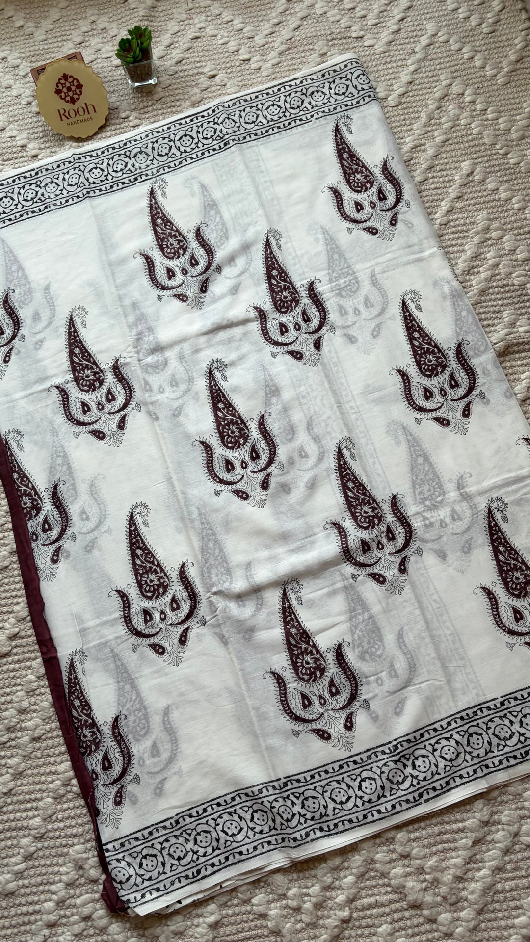 BAGRU HAND BLOCK PRINTED SOFT MULMUL COTTON SAREE- 103