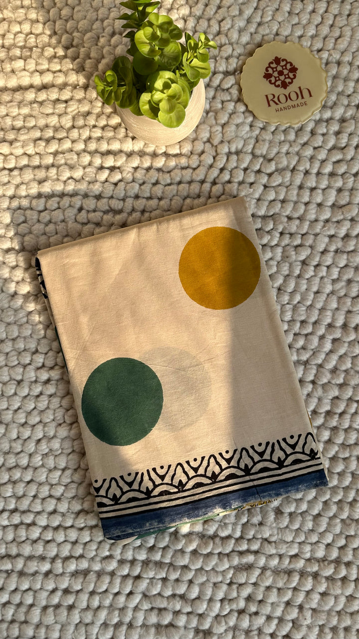 BAGRU HAND BLOCK PRINTED SOFT MULMUL COTTON SAREE- 118