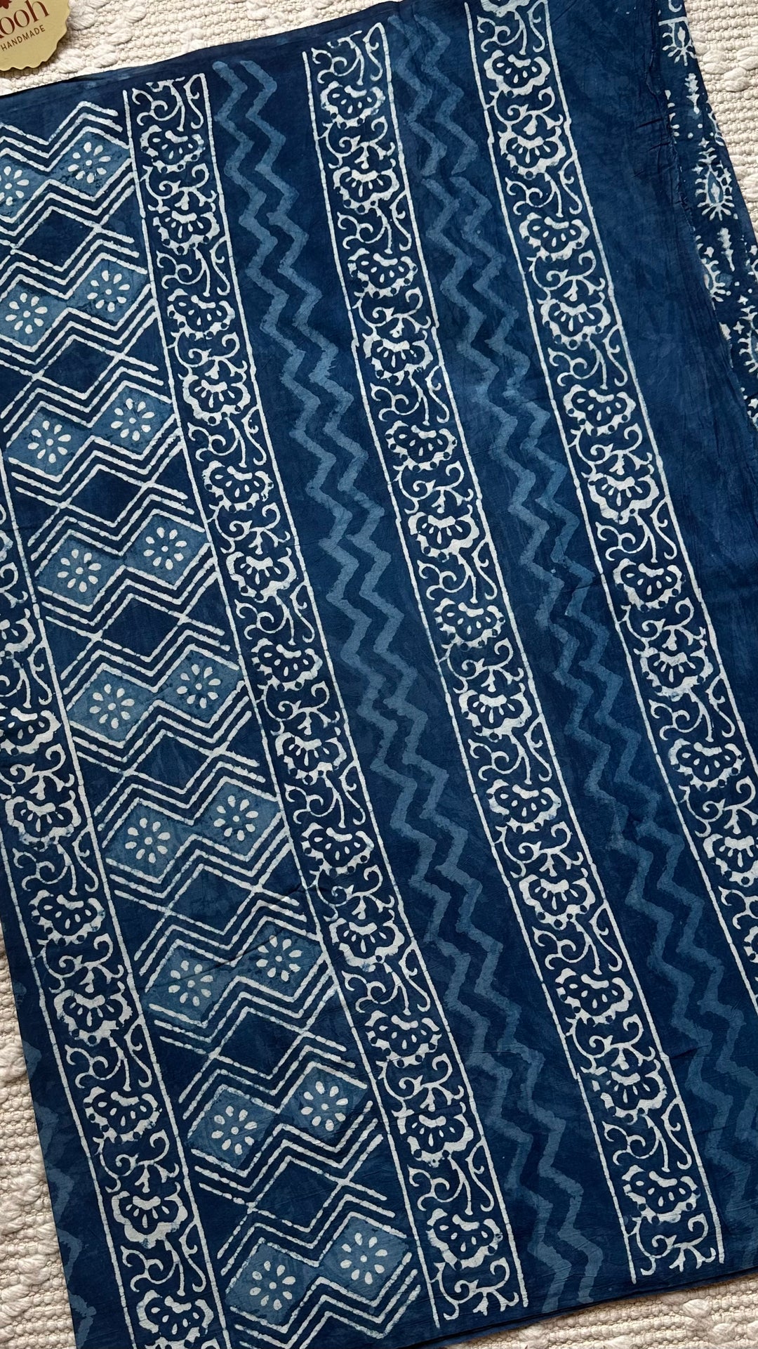 BAGRU HAND BLOCK PRINTED SOFT MULMUL COTTON SAREE- 099