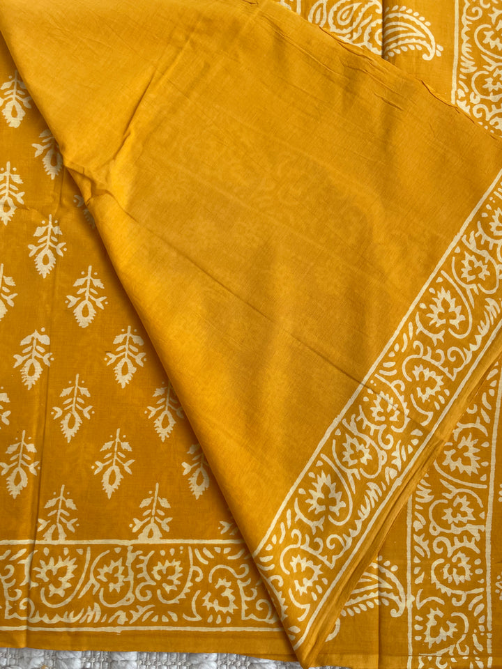 BAGRU HAND BLOCK PRINTED SOFT MULMUL COTTON SAREE- 047