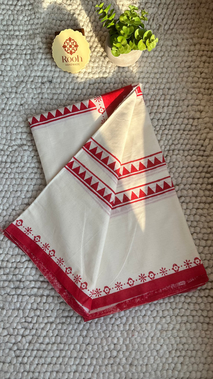 CHARULATA - HANDBLOCK PRINTED ON HANDWOVEN BENGAL COTTON SAREE