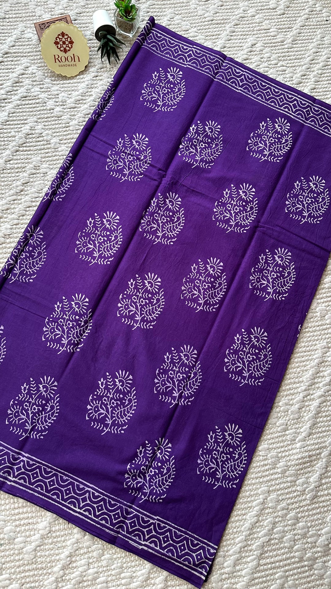 BAGRU HAND BLOCK PRINTED SOFT MULMUL COTTON SAREE- 068