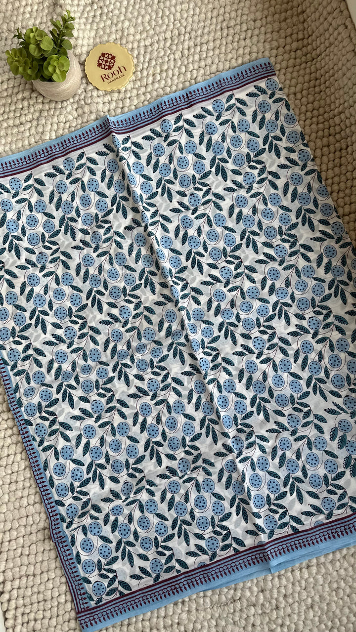 SANGANERI HAND BLOCK PRINTED SOFT COTTON SAREE- 021