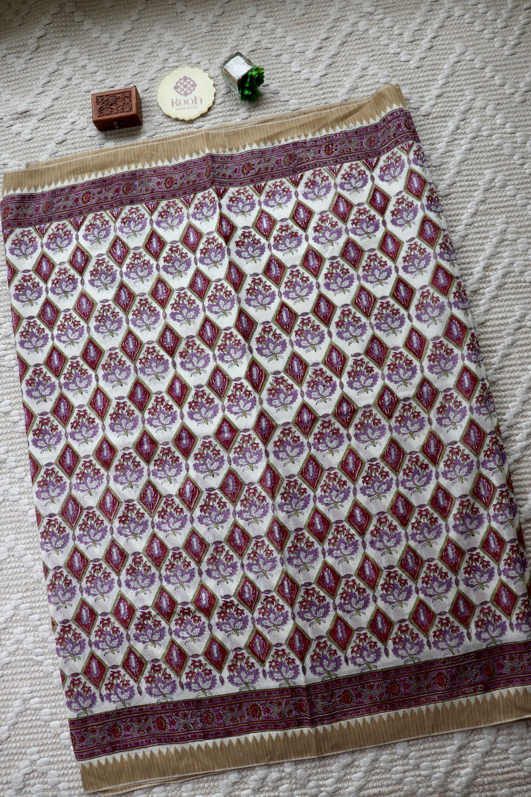 SANGANERI HAND BLOCK PRINTED SILK COTTON SAREE- 005