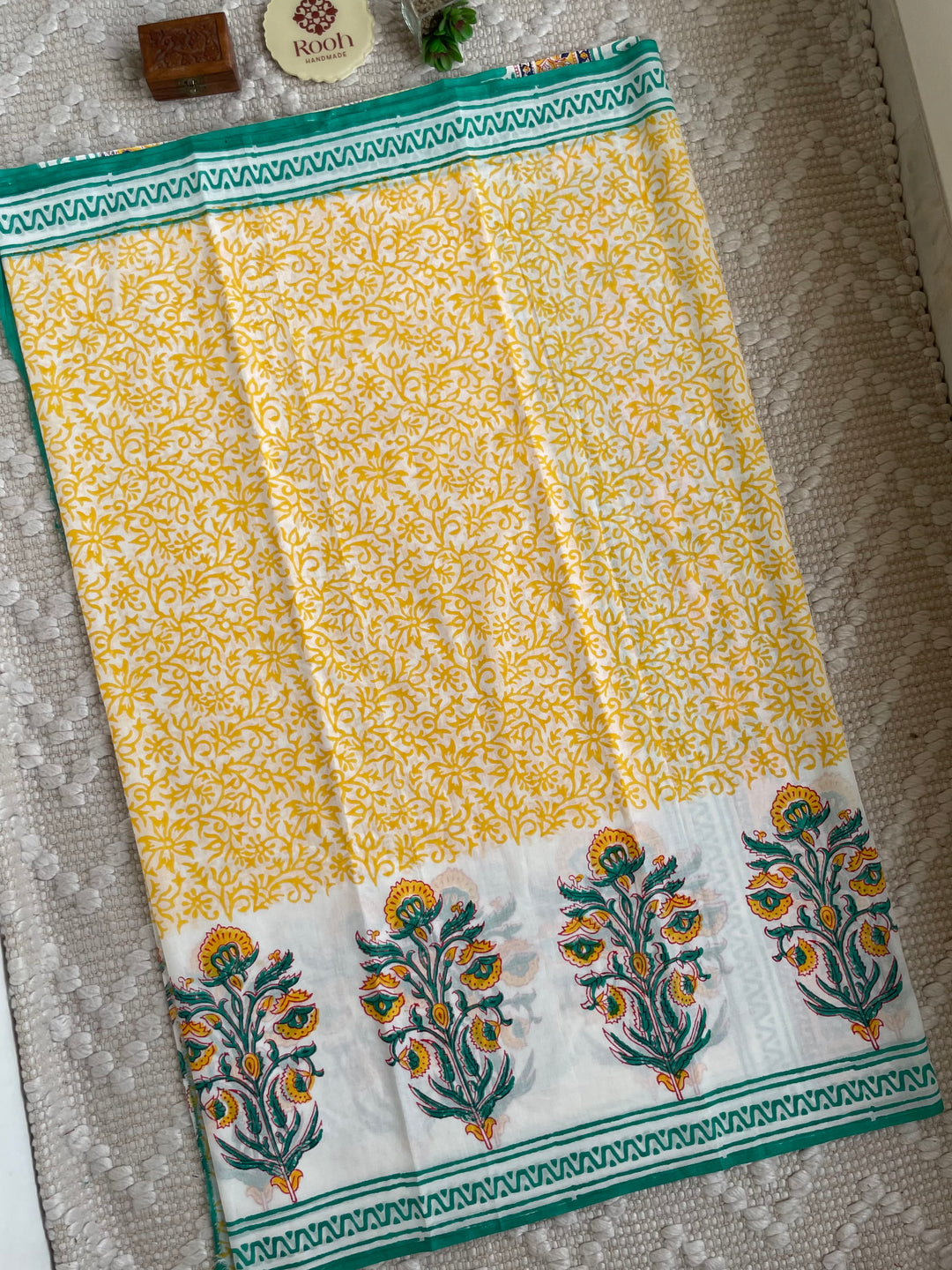 BAGRU HAND BLOCK PRINTED SOFT MULMUL COTTON SAREE- 050