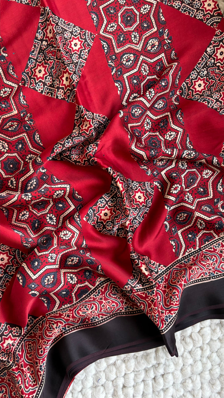 ROOH EXCLUSIVES- AJRAKH HAND BLOCK PRINTED PREMIUM MODAL SILK SAREE 05