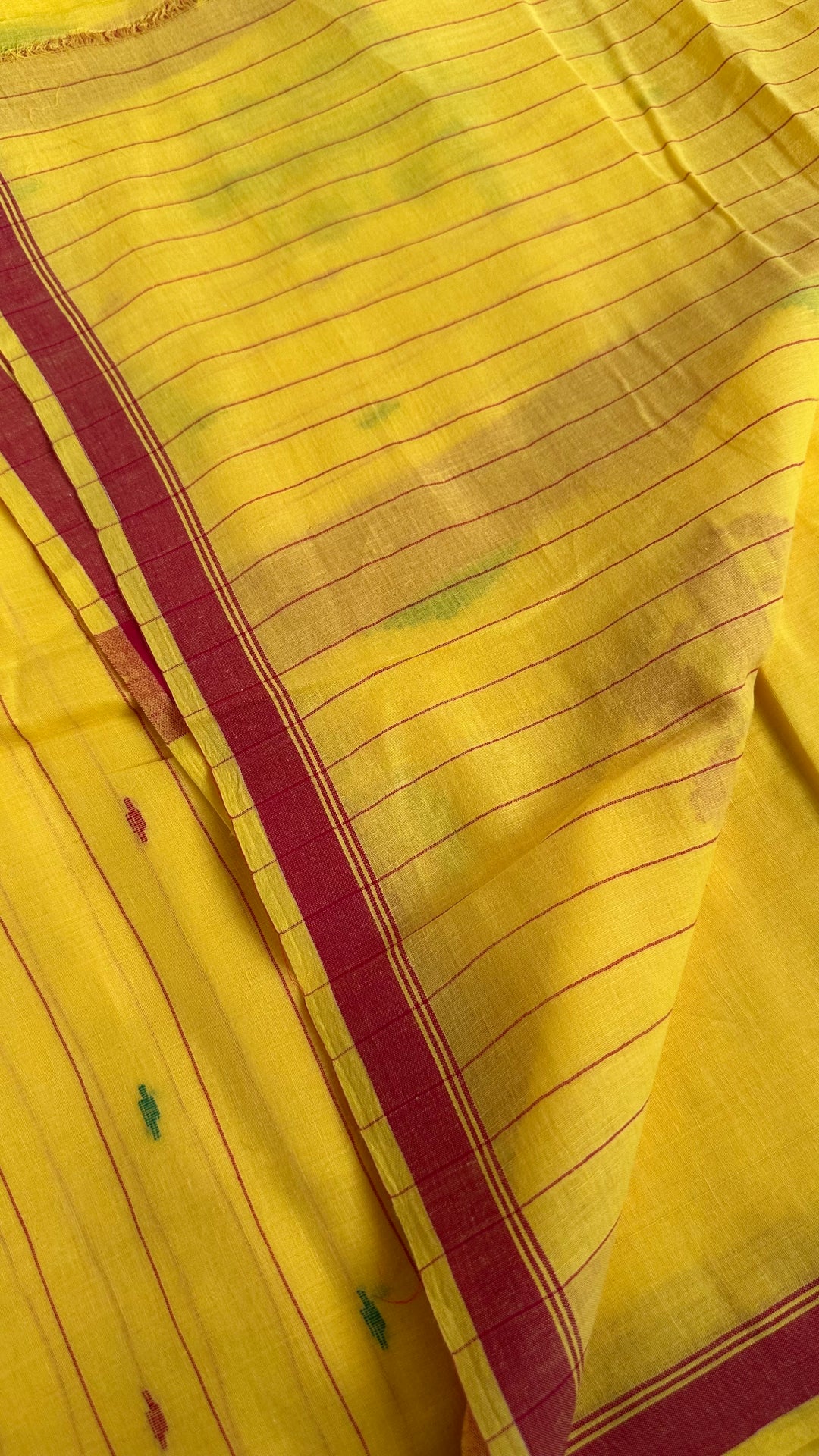 PREMIUM NEEDLE WORK JAMDANI HANDWOVEN AND HANDSPUN COTTON SAREE - MUSTARD YELLOW