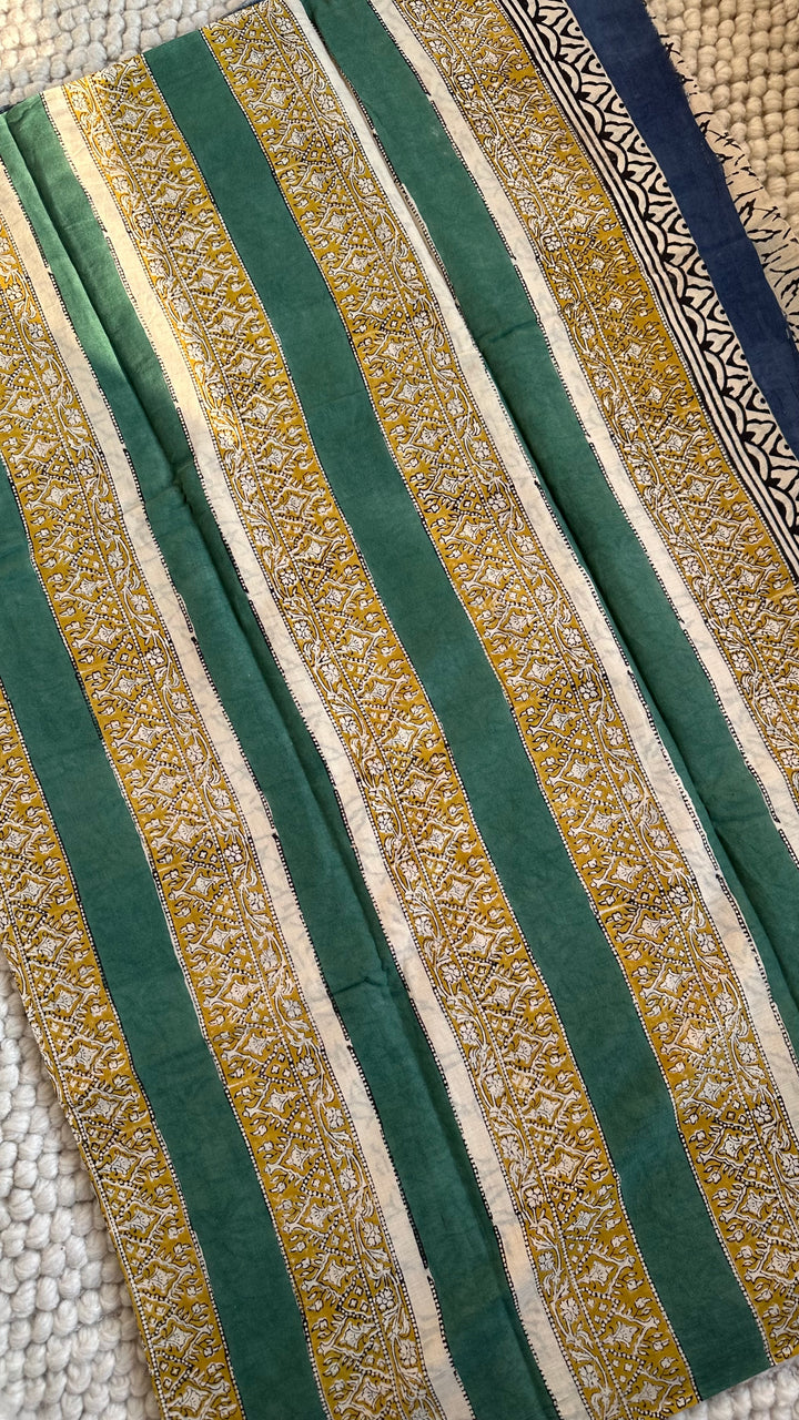 BAGRU HAND BLOCK PRINTED SOFT MULMUL COTTON SAREE- 118