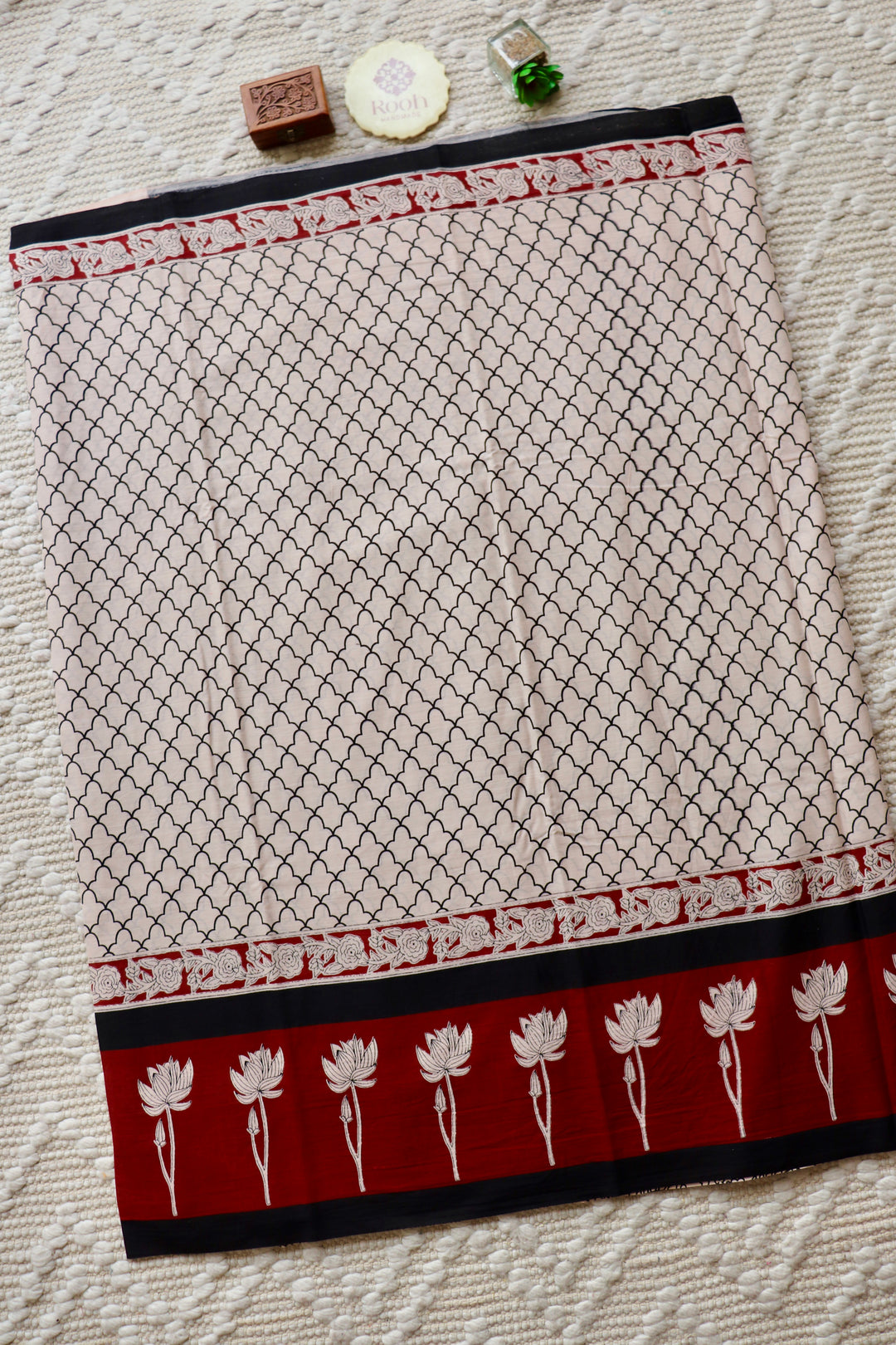 BAGRU HAND BLOCK PRINTED SOFT MULMUL COTTON SAREE- 077 (DISPATCH TIME IS 3 TO 5 DAYS)