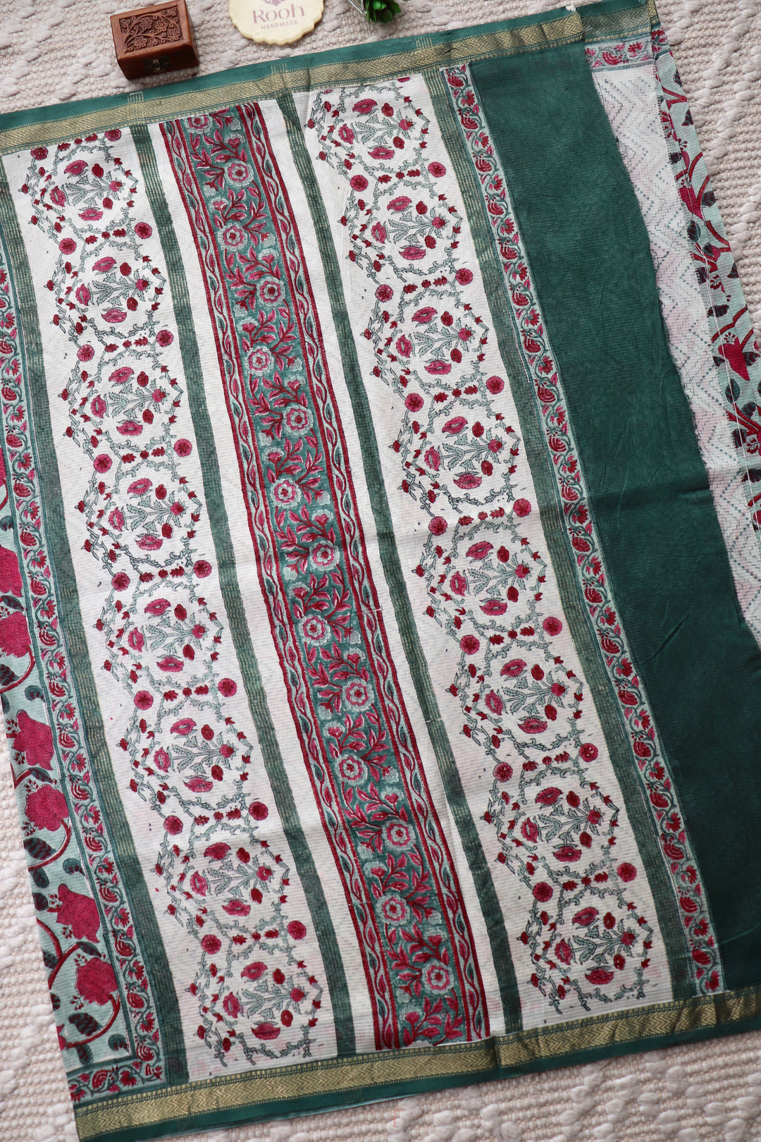 SANGANERI HAND BLOCK PRINTED SILK COTTON SAREE- 001