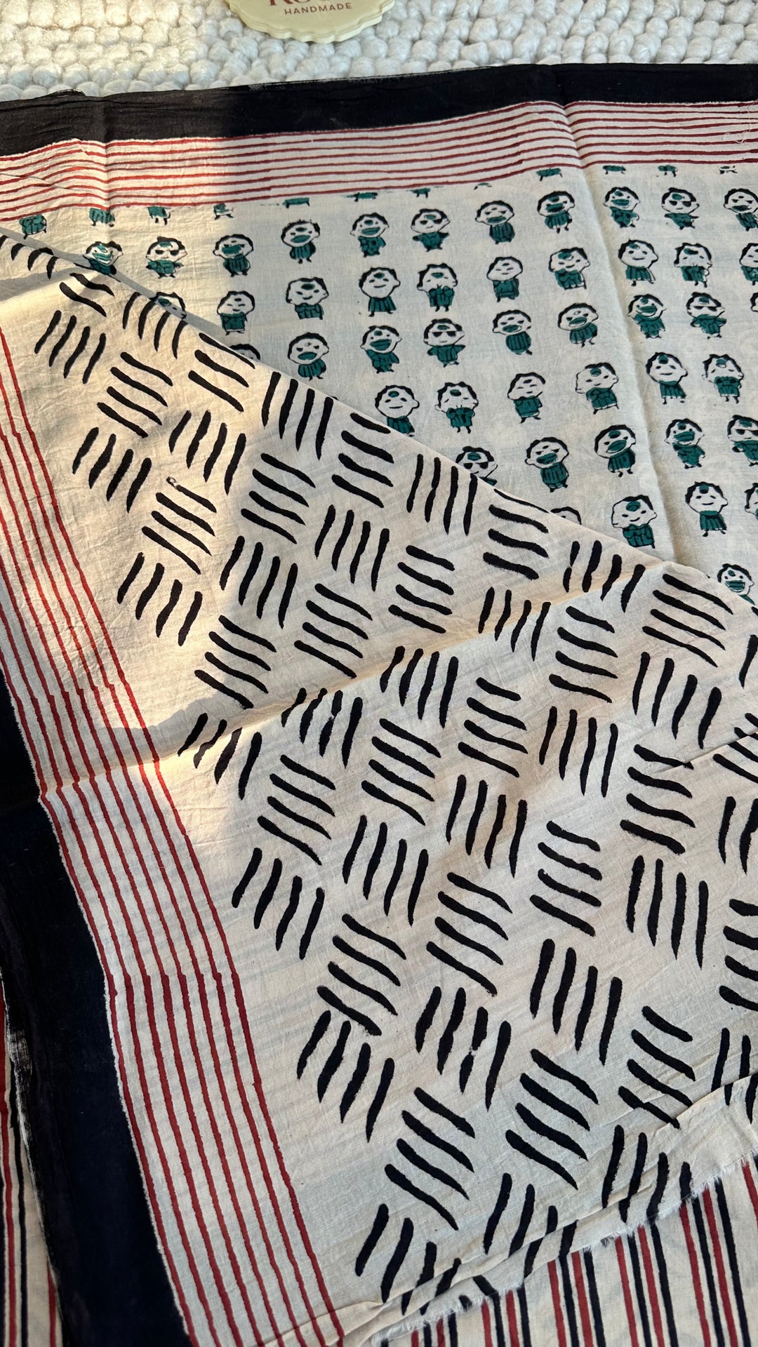 BAGRU HAND BLOCK PRINTED SOFT MULMUL COTTON SAREE- 138