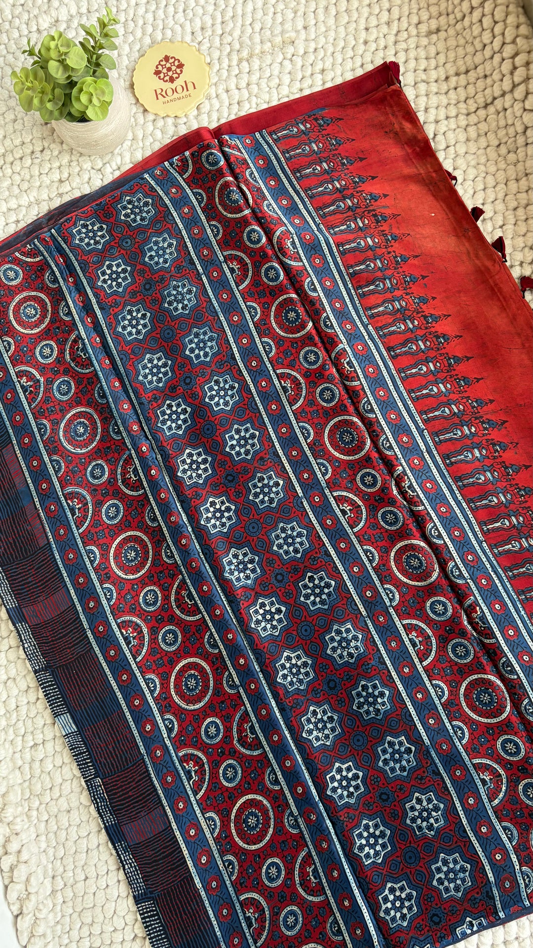 ROOH EXCLUSIVES- AJRAKH HAND BLOCK PRINTED PREMIUM MODAL SILK SAREE 10