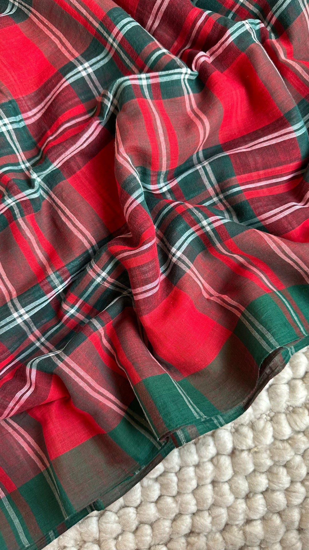 MULTICOLOUR CHECKS PURE SUPER SOFT MULMUL COTTON SAREE - 018