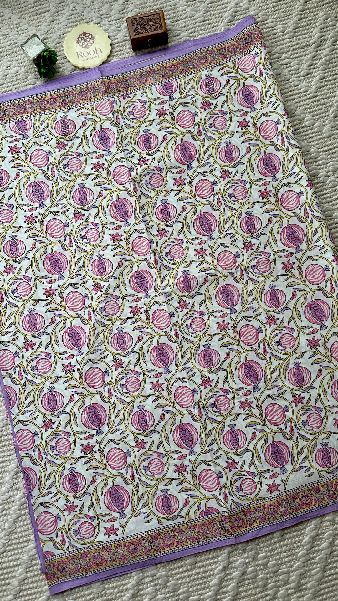SANGANERI HAND BLOCK PRINTED SOFT MULMUL COTTON SAREE- 014