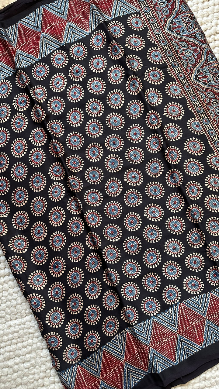 ROOH EXCLUSIVES- AJRAKH HAND BLOCK PRINTED PREMIUM MODAL SILK SAREE 19