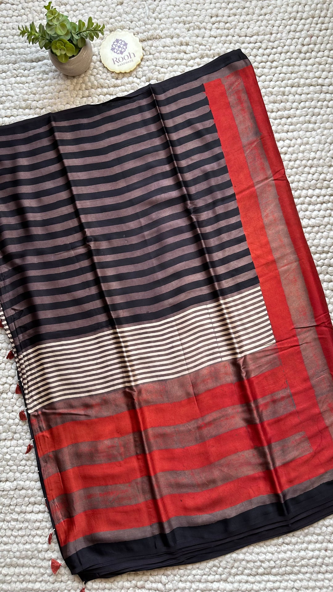 ROOH EXCLUSIVES- AJRAKH HAND BLOCK PRINTED PREMIUM MODAL SILK SAREE 24