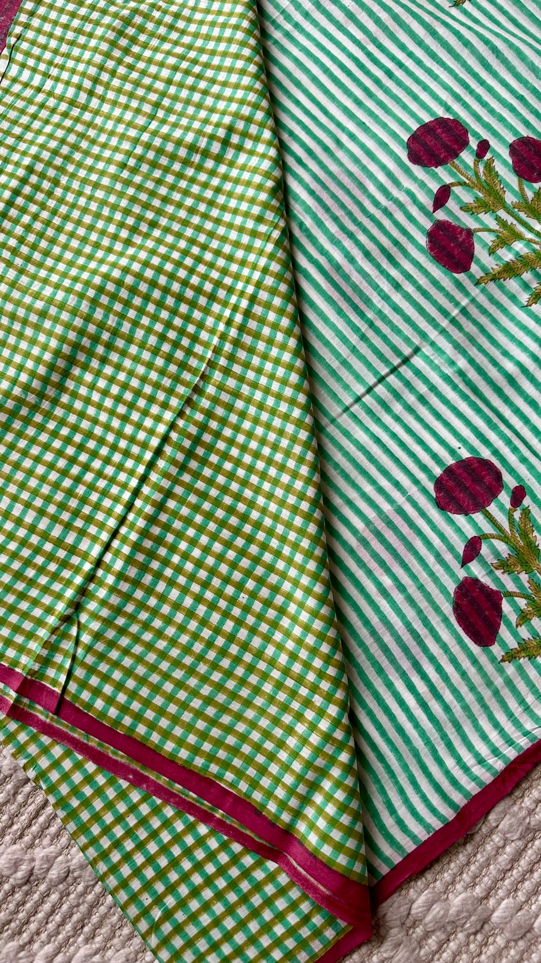 SANGANERI HAND BLOCK PRINTED SOFT MULMUL COTTON SAREE- 019