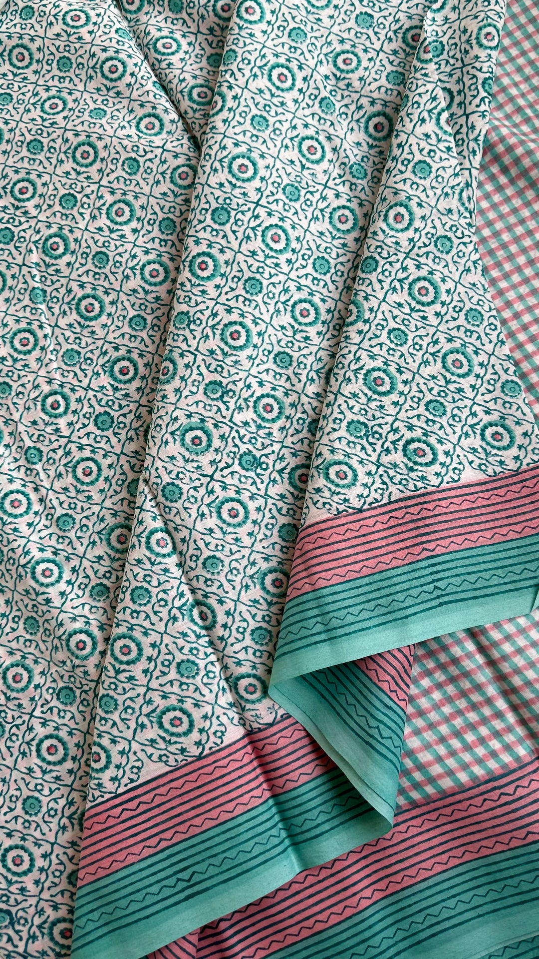 SANGANERI HAND BLOCK PRINTED SOFT COTTON SAREE- 030