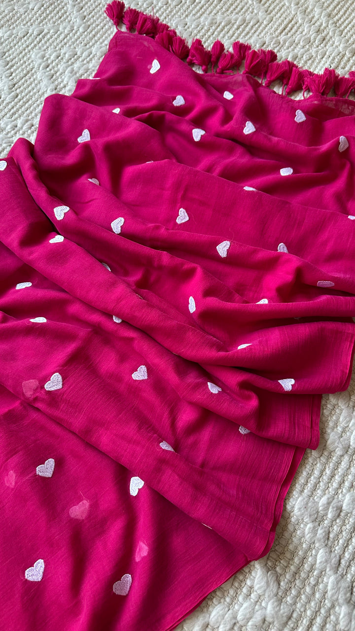 DIL - HOT PINK SUPER SOFT MUL COTTON SAREE (DISPATCH TIME - 7 TO 10 DAYS)