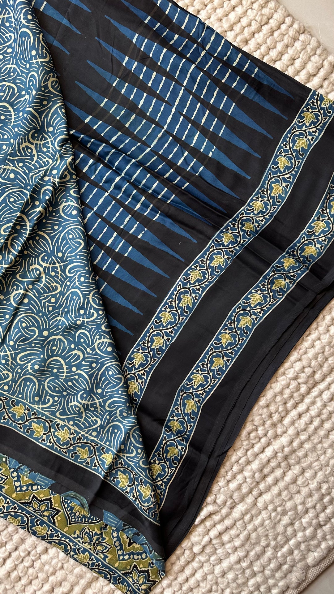 ROOH EXCLUSIVES- AJRAKH HAND BLOCK PRINTED PREMIUM MODAL SILK SAREE 14
