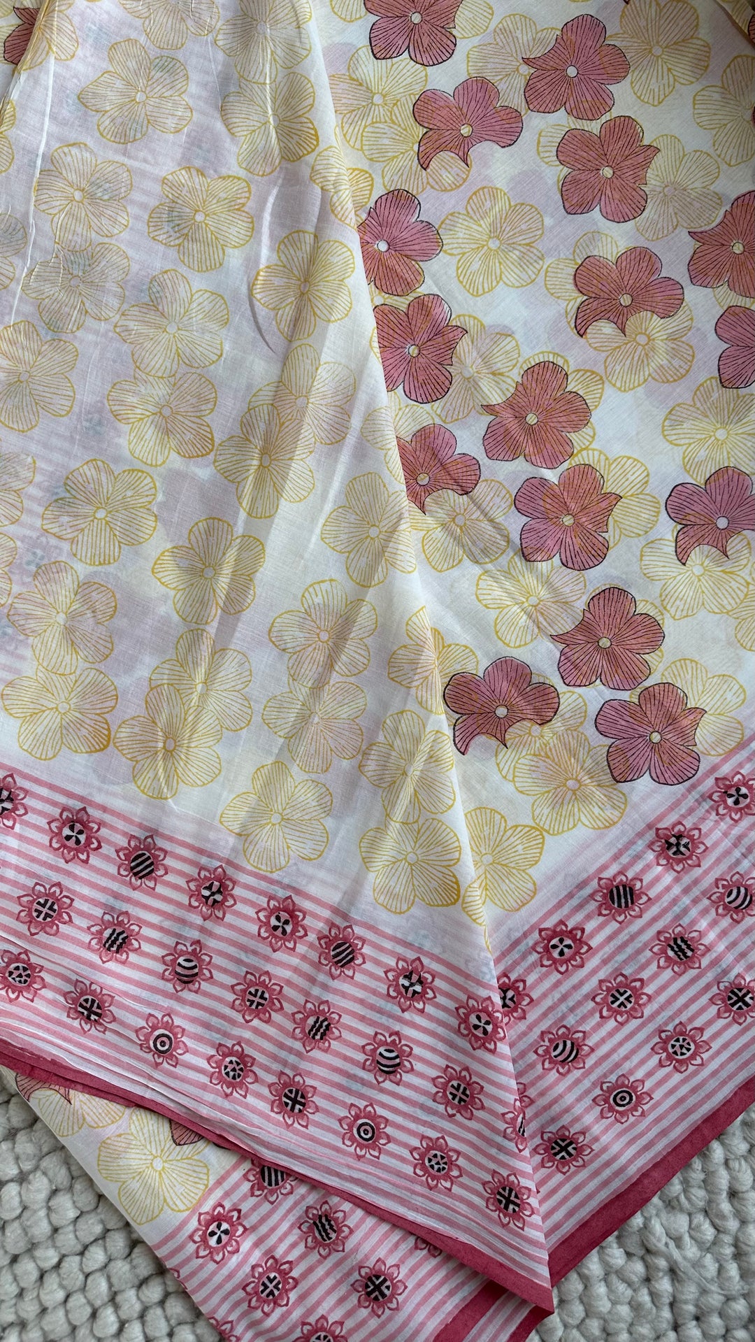 SANGANERI HAND BLOCK PRINTED SOFT COTTON SAREE- 025