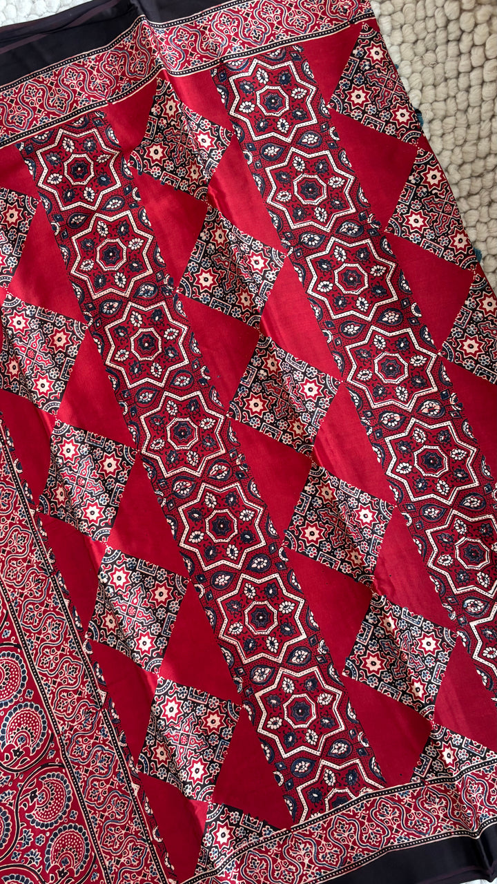 ROOH EXCLUSIVES- AJRAKH HAND BLOCK PRINTED PREMIUM MODAL SILK SAREE 05