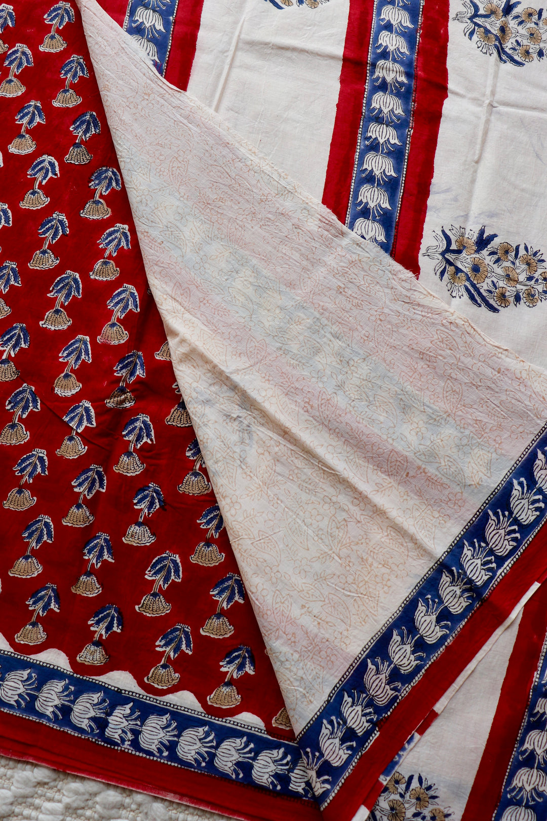 BAGRU HAND BLOCK PRINTED SOFT MULMUL COTTON SAREE- 079