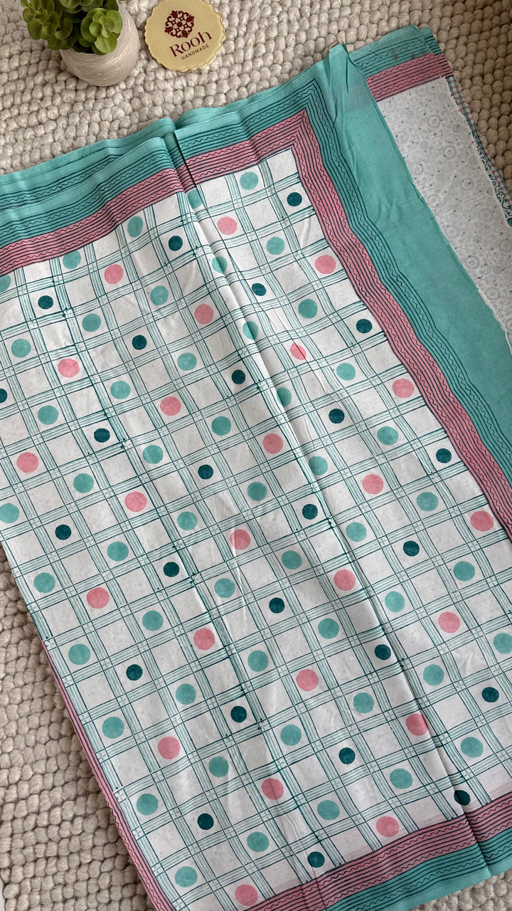 SANGANERI HAND BLOCK PRINTED SOFT COTTON SAREE- 030
